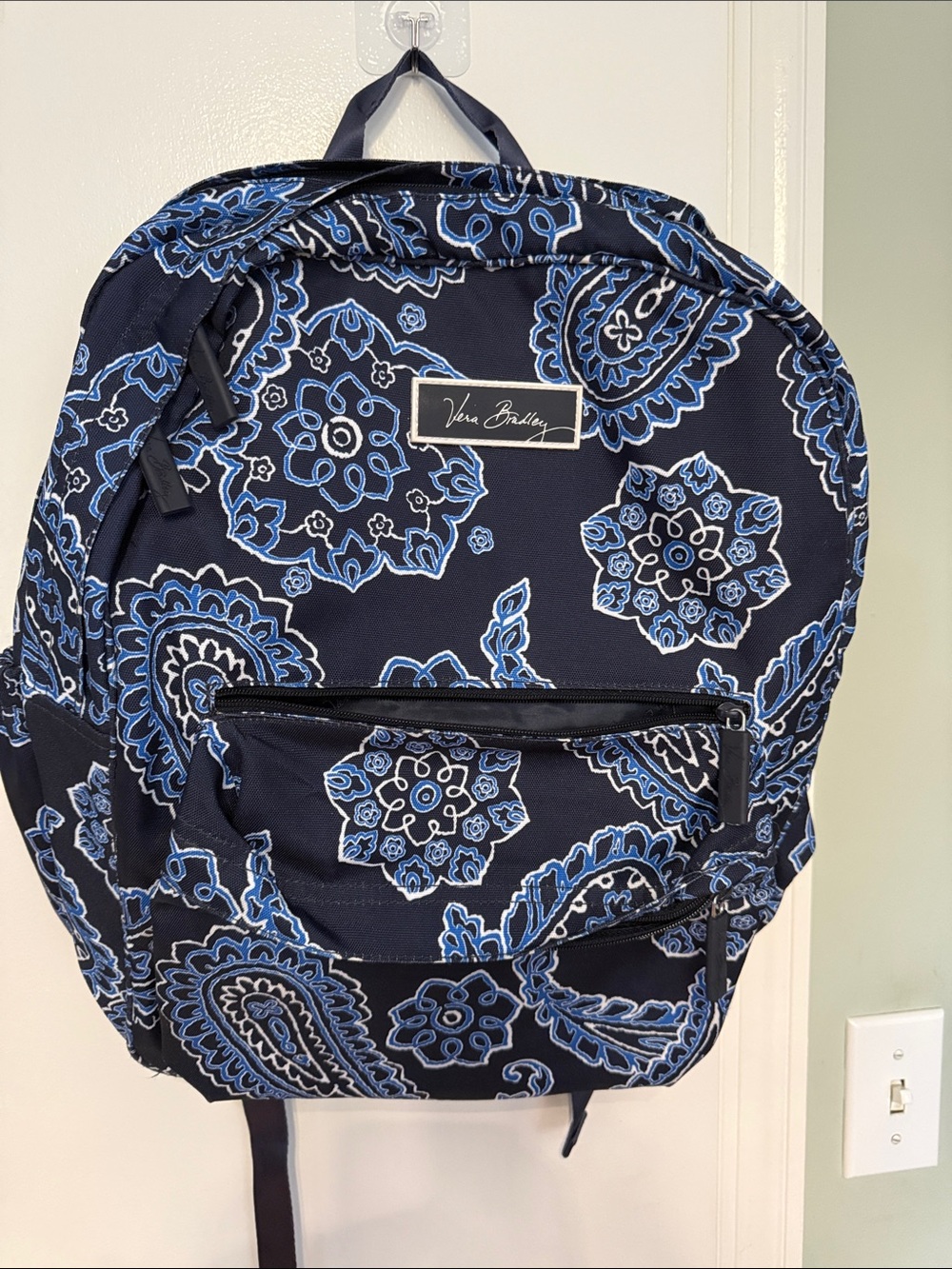 Vera Bradley Navy Backpack with Light Blue Paisley Pattern